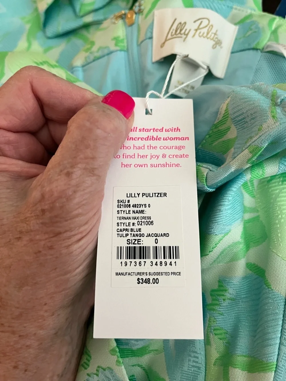NWT Lilly Pulitzer Tiernan Strapless Bow-Front Maxi Dress in Mint and Aqua - Picture 2 of 2